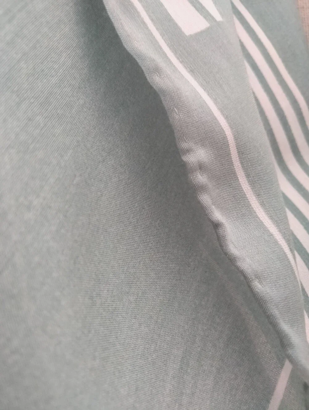 Light Green & White Striped Silk Blend Scarf